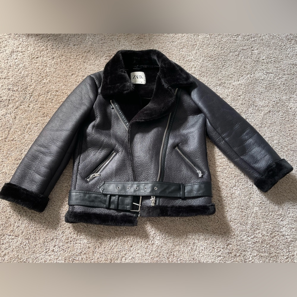 Zara Double Faced Shearling Leather Jacket